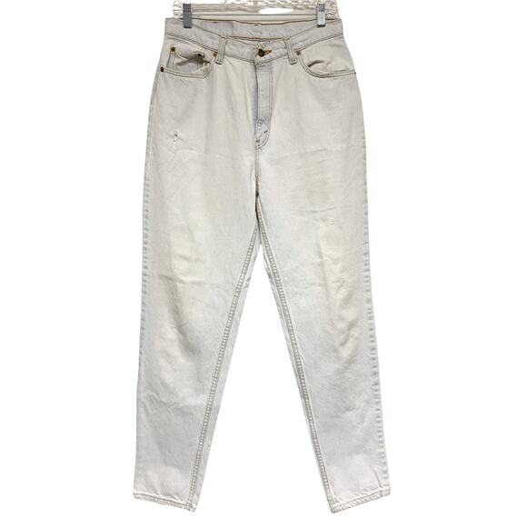 Vintage Levis 521 Womens Size 14 L Tapered Fit Worn White Light Blue Jeans - Picture 1 of 9